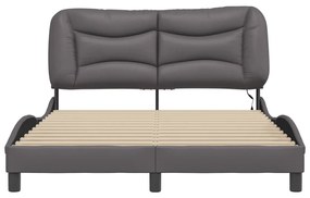 Estrutura de cama c/ luzes LED 140x200cm couro artificial cinza