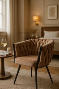 Cadeira Widny Black Veludo - Champanhe