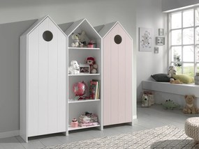 Conjunto 2 armarios Guarda Roupa infantil + estante infantil coleção CASAMI Rosa e Branco