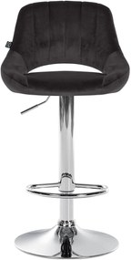 Banco alto Milet em veludo com estrutura cromada 85-106 x 47 x 48 cm Preto