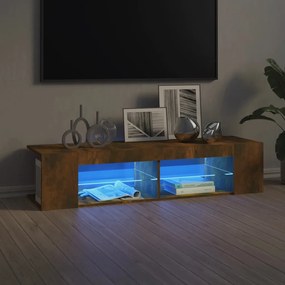 Móvel de TV com luzes LED 135x39x30 cm cor carvalho fumado