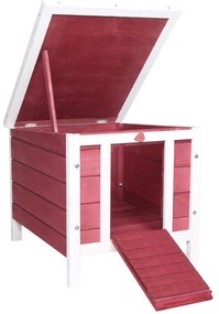 PawHut Coelheira de Madeira Exterior Coelheira para Roedores Animais de Estimação Pequenos com Teto Asfáltico 42x51x43cm Vermelho | Aosom Portugal