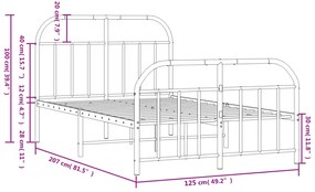 Estrutura de cama com cabeceira e pés 120x200 cm metal preto