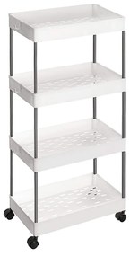 Carrinho de armazenamento SONGMICS de 4 níveis, carrinho com rodas, carrinho de cozinha compacto para escritório e banheiro, 40 x 22 x 86 cm, branco KSC10WT