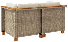 Sofás de canto para jardim com almofadões 2 pcs vime PE bege