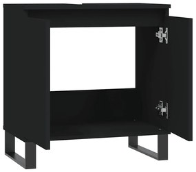 Armário de casa de banho 58x33x60 cm derivados de madeira preto
