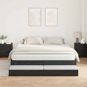 vidaXL Estrado de Cama com Arrumação Carvalho Preto 200x200 cm
