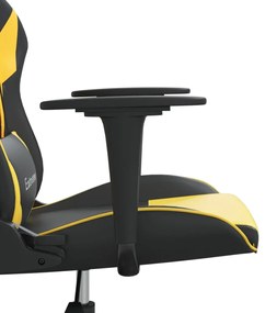 Cadeira gaming couro artificial preto e dourado