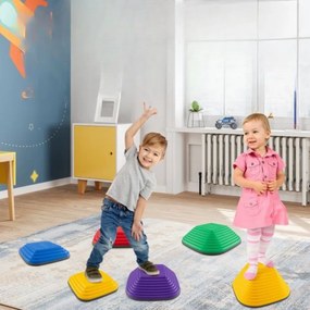 Conjunto de 6 pedras de equilíbrio para crianças, pedras empilháveis antiderrapantes Multicolor