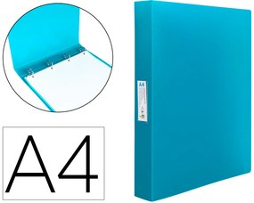 Pasta 4 Argolas 25 mm Mistos Polipropileno Din A4 Celeste Opaco