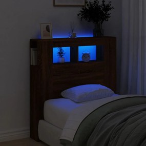 Cabeceira c/ LEDs 100x18,5x103,5 cm carvalho castanho