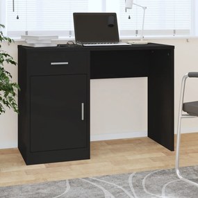 vidaXL Secretária + gaveta/armário 100x40x73cm derivados madeira preto