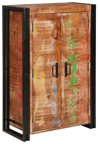 vidaXL Highboard com Portas Castanho Madeira Sólida Recuperada e Metal