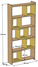 Estante Box – Nogueira e Amarelo – 80x170x22 cm
