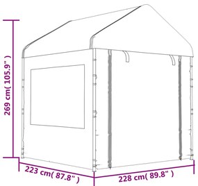 Tenda de Eventos com telhado 6,69x2,28x2,69 m polietileno branco