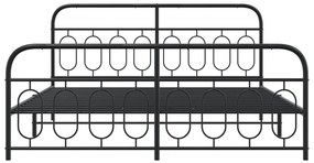 Estrutura de cama com cabeceira e pés 193x203 cm metal preto