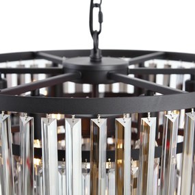 Lustre moderno preto com vidro fumê 9 luzes - Amel Moderno