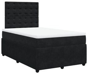 Cama boxspring com colchão 120x200 cm veludo preto