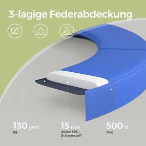 Trampolim para crianças 427 cm, de jardim, com rede de segurança e Escada Azul