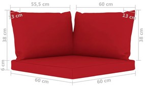 Sofá de jardim com 4 lugares almofadões vermelho