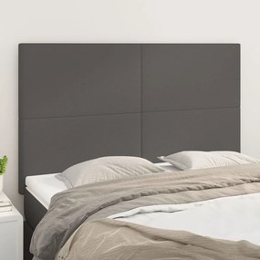 vidaXL Cabeceira de cama 4 pcs couro artificial 72x5x78/88 cm cinzento