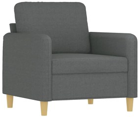 3 pcs conjunto de sofás com almofadas tecido cinzento-escuro
