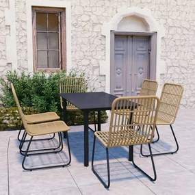 vidaXL 7 pcs conjunto de jantar para exterior vime PE e vidro