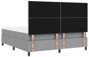 Cama Box com Colchão e Luz LED Cinza Claro 180x200 cm Tecido