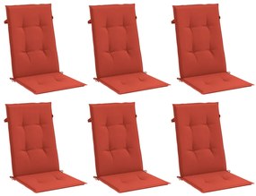 Almofadões cadeiras altas 6 pcs mesclado tecido vermelho