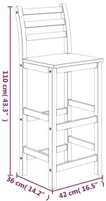 5 pcs conjunto de bar para jardim madeira de acácia maciça