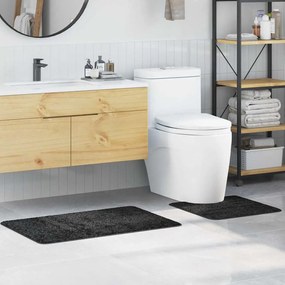 vidaXL Tapete de banho 2 pcs Cinzento escuro 50 x 50 cm Polipropileno
