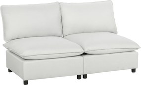 HOMCOM Sofá 2 lugares, 146 cm Sofá modular em couro sintético com assento largo e profundo, almofadas grossas, montagem fácil, cinza | Aosom Portugal