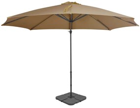 Guarda-sol de jardim com base portátil cinzento-acastanhado