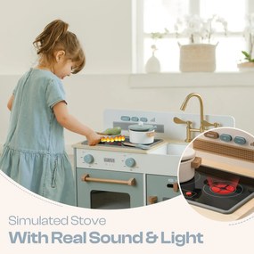 Cozinha de madeira Brincar infantil Montessori 58 x 29 x 62 cm Azul