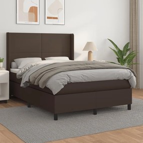 vidaXL Cama com molas/colchão 140x200 cm couro artificial castanho