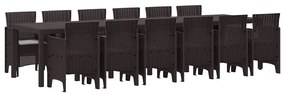 Conjunto de Jantar de Jardim 13 pcs Castanho Grande