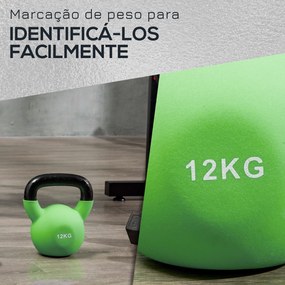 HOMCOM Kettlebell de 12kg de Ferro Fundido Haltere Kettlebell com Reve