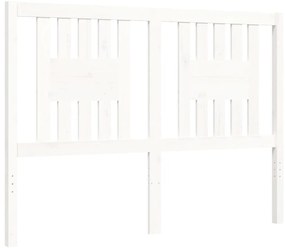 Estrutura de cama de casal c/ cabeceira madeira maciça branco