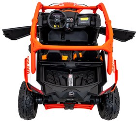 Carro elétrico para Crianças 24V 4x200W 2 Lugares, Buggy Can-Am Maverick Turbo RR Rodas de EVA, Assento de couro Laranja