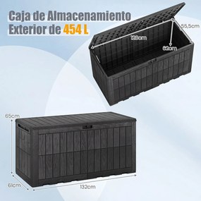 Baú de Arrumação de Exterior, 132 x 61 x 65 cm, Capacidade de 455 L, Preto