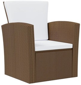 8 pcs conjunto lounge jardim c/ almofadões vime PE castanho