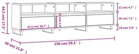 Móvel de TV 150x30x44,5 cm derivados de madeira branco