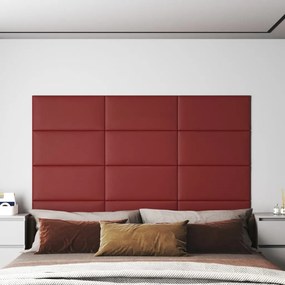 vidaXL Painel parede 12 pcs 60x30 cm couro art. 2,16 m² vermelho tinto