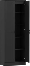 HOMCOM Armário 2 Portas Móvel de Arrumação com 5 Prateleiras Estilo Contemporâneo 60x36,5x175 cm Preto | Aosom Portugal