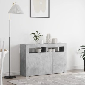 Buffet Cinza Concreto Madeira Engenheirada 116 x 30 x 75 cm