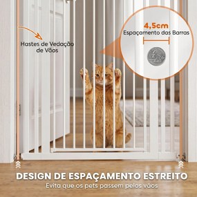 Barreira de Segurança Extra Alta 160 cm para Crianças e Animais, Ajustável 76-105 cm com Fecho Automático Branco