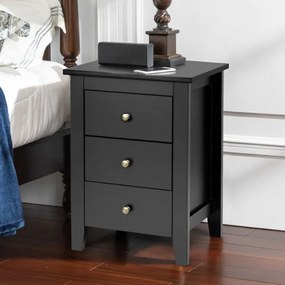 2 mesas de cabeceira com 3 gavetas com estrutura robusta para sala e quarto 46 x 37 x 65 cm preto