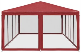 Tenda p/ festas c/ 12 paredes laterais malha 8x4m PEAD vermelho