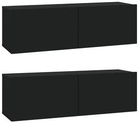 Conjunto móveis de TV 4 pcs madeira processada preto