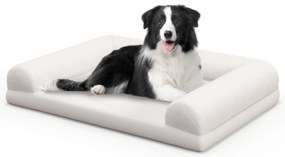 Cama ortopédica para cães  90 x 69 x 18 cm com almofada em 3 lados Capa removível e lavável Base antiderrapante Bege